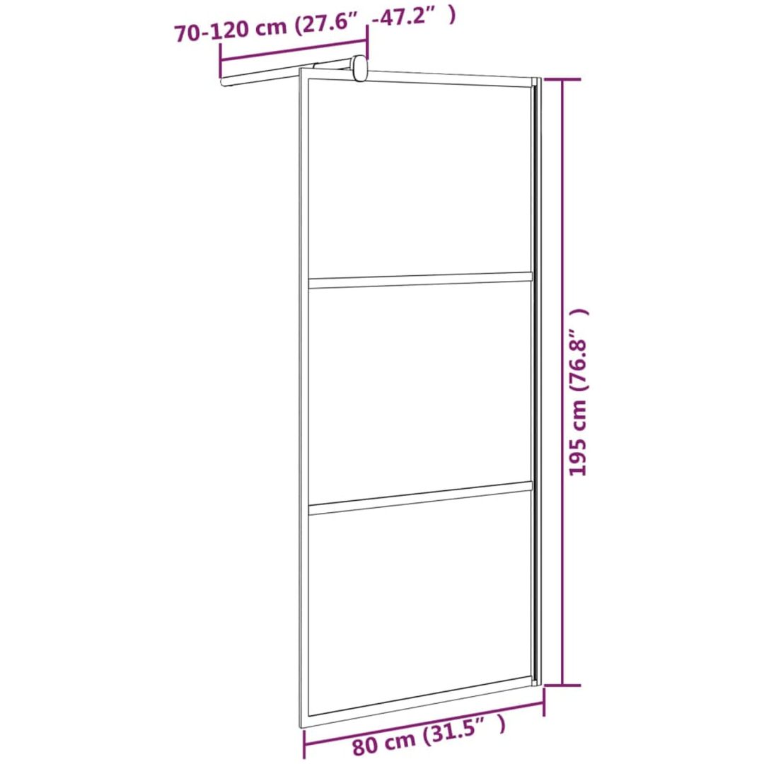 Duschvägg frostat ESG-glas svart vidaXL 80 x 195 cm – bild 7
