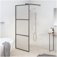 Duschvägg frostat ESG-glas svart vidaXL