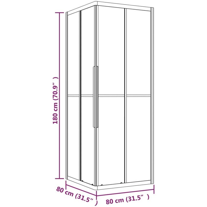 Duschvägg halvfrostad ESG svart vidaXL 80 x 80 x 180 cm – bild 11