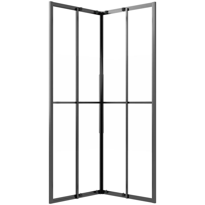 Duschvägg halvfrostad ESG svart vidaXL 80 x 80 x 180 cm – bild 7