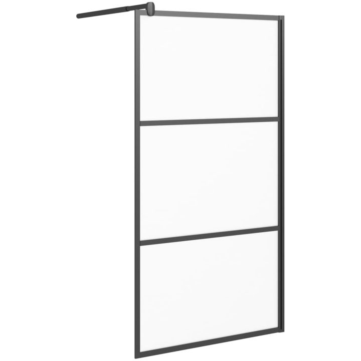 Duschvägg halvfrostat ESG-glas svart vidaXL 100 x 195 cm – bild 2
