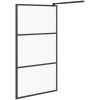 Duschvägg halvfrostat ESG-glas svart vidaXL 100 x 195 cm – miniatyr 4