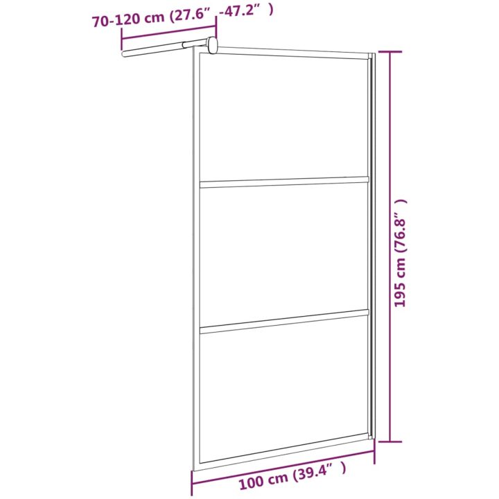 Duschvägg halvfrostat ESG-glas svart vidaXL 100 x 195 cm – bild 7