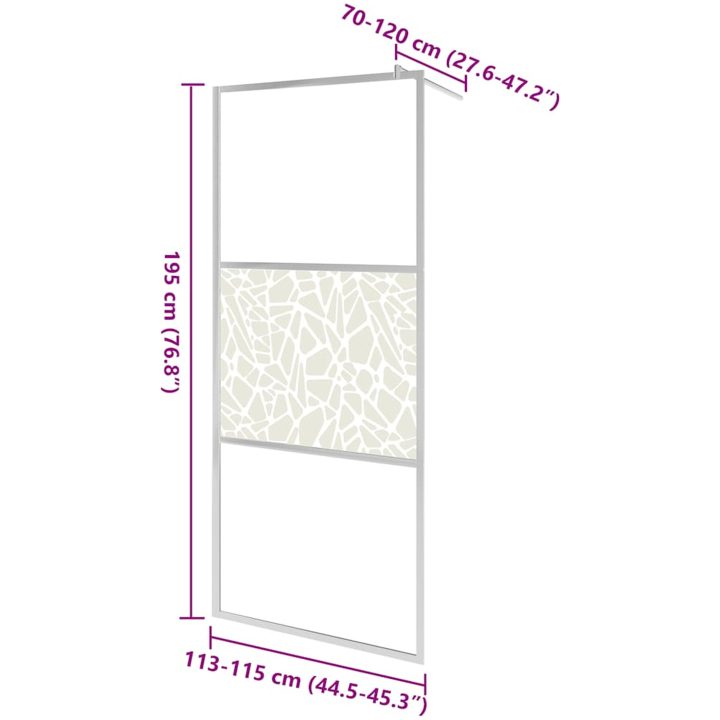 Duschvägg med ESG-glas stendesign vidaXL 115 x 195 cm – bild 7