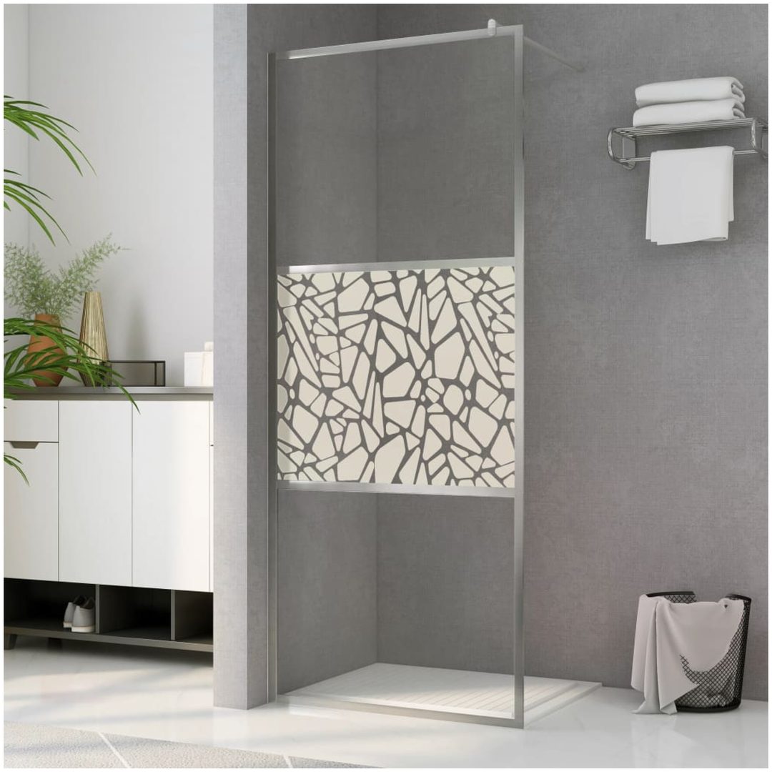 Duschvägg med ESG-glas stendesign vidaXL 115 x 195 cm