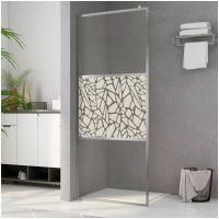 Duschvägg med ESG-glas stendesign vidaXL