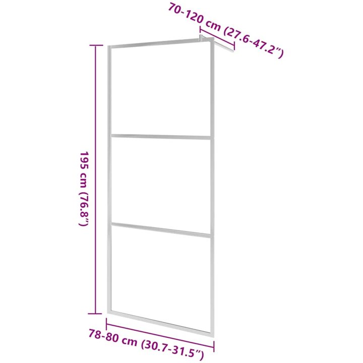 Duschvägg med helfrostat ESG-glas vidaXL 80 x 195 cm – bild 7