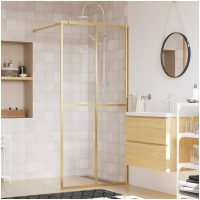 Duschvägg med klart ESG-glas guld vidaXL
