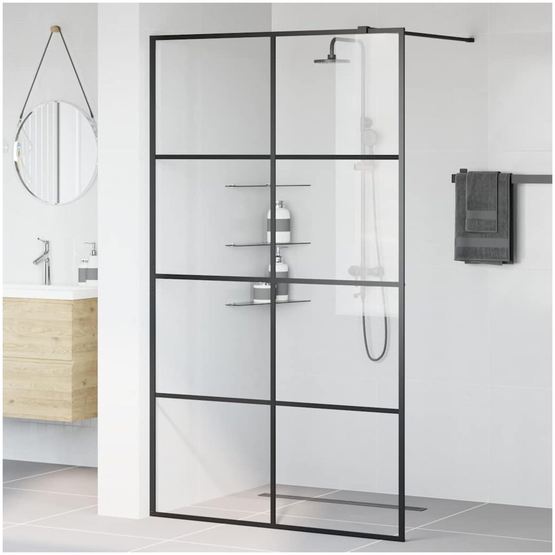 Duschvägg med klart ESG-glas svart vidaXL 115 x 195 cm – bild 3