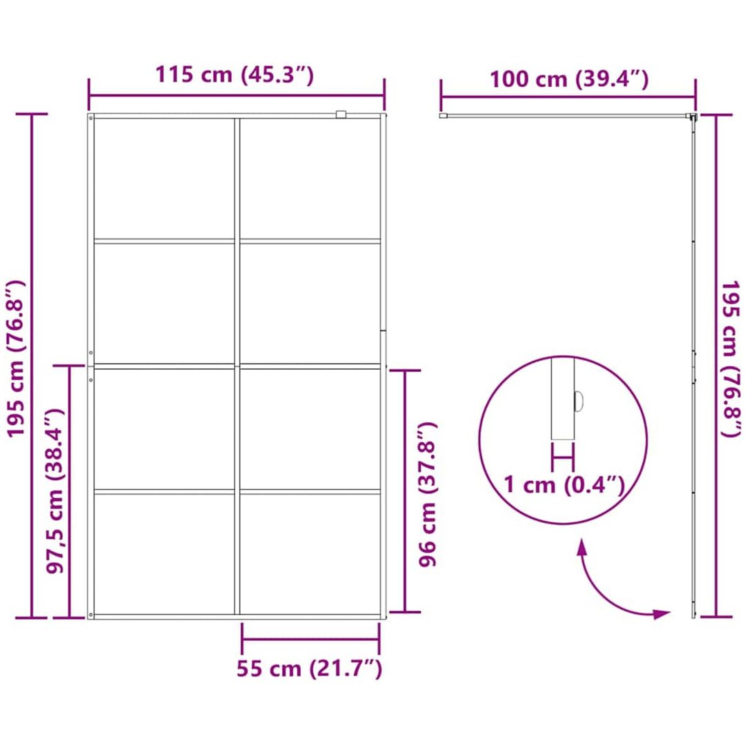 Duschvägg med klart ESG-glas svart vidaXL 115 x 195 cm – bild 8