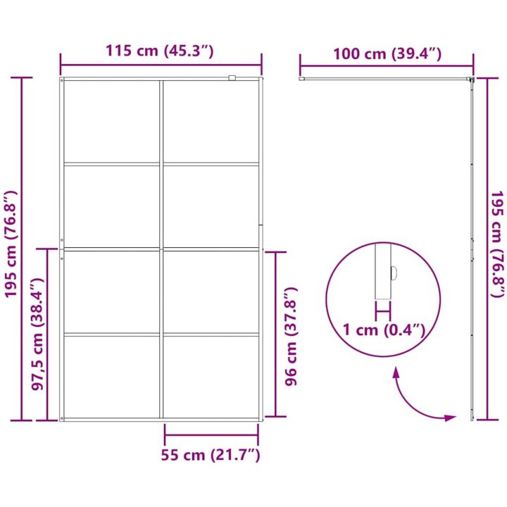Duschvägg med klart ESG-glas svart vidaXL 115 x 195 cm – bild 8