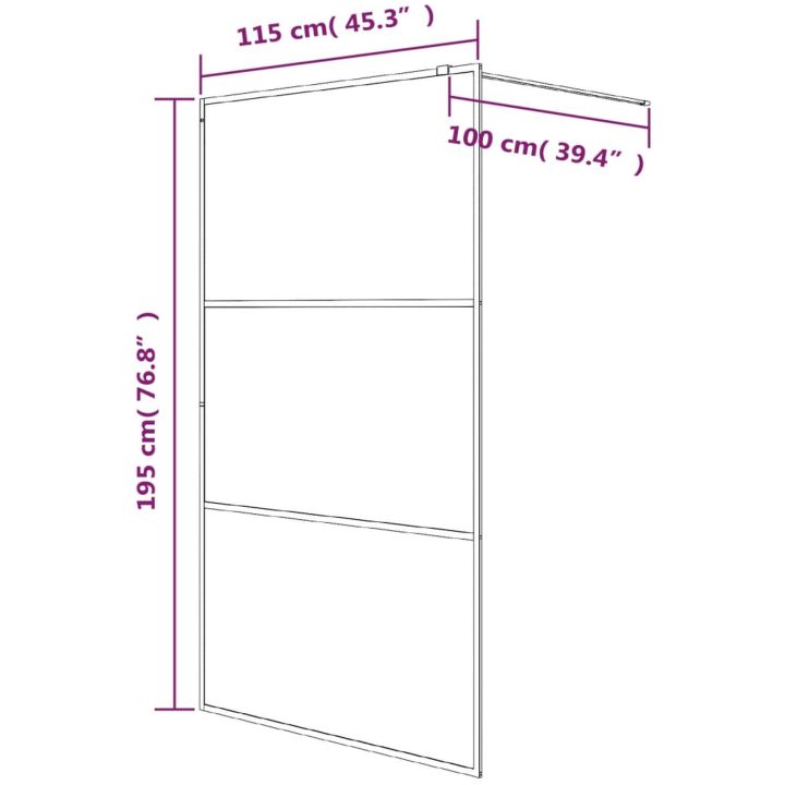 Duschvägg silver halvfrostat ESG-glas vidaXL 115 x 195 cm – bild 7