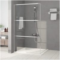 Duschvägg silver halvfrostat ESG-glas vidaXL