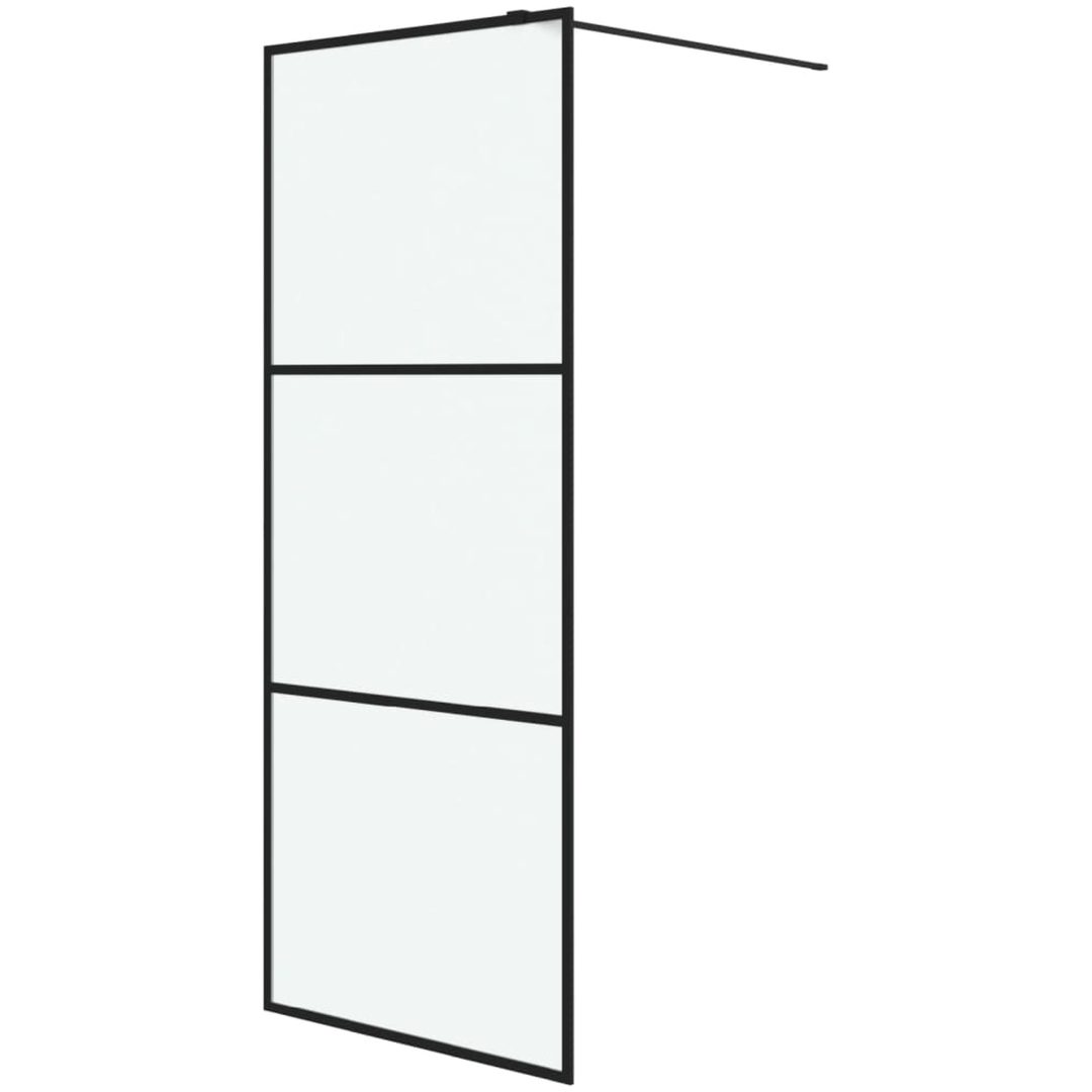 Duschvägg svart frostat ESG-glas vidaXL 80 x 195 cm – bild 2