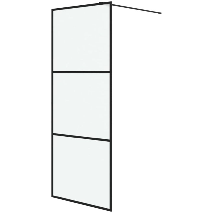 Duschvägg svart frostat ESG-glas vidaXL 80 x 195 cm – bild 2