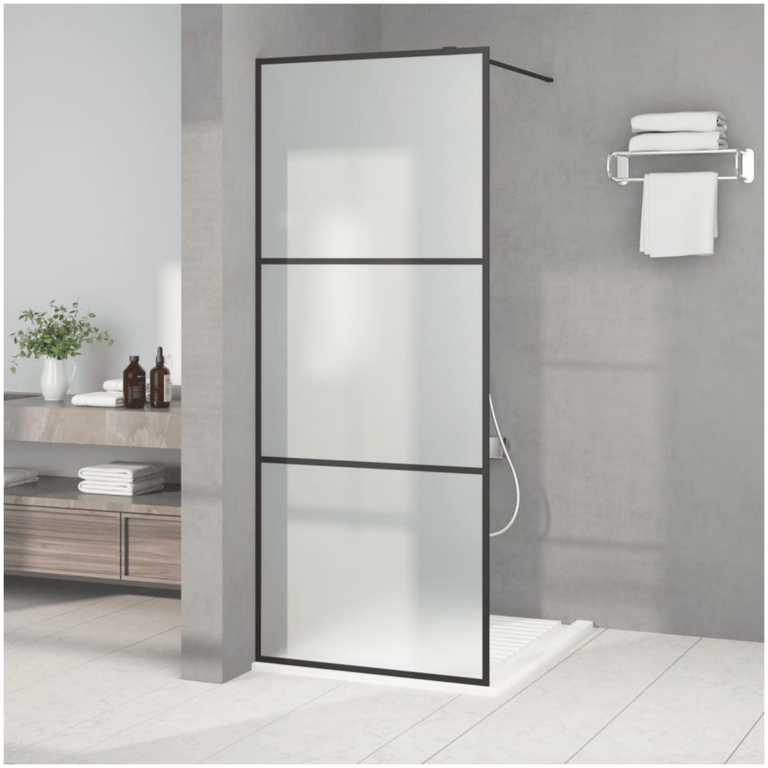 Duschvägg svart frostat ESG-glas vidaXL 80 x 195 cm