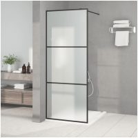 Duschvägg svart frostat ESG-glas vidaXL