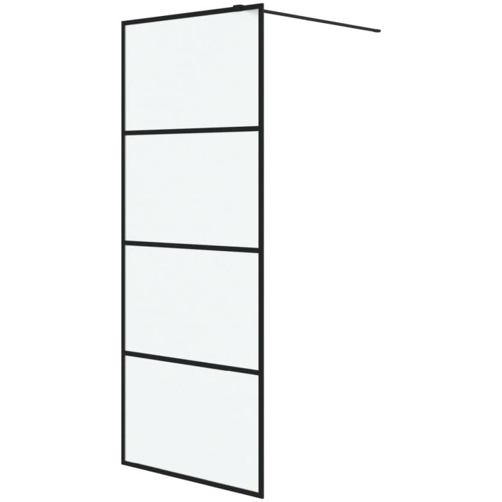 Duschvägg svart frostat ESG-glas vidaXL 80 x 195 cm – bild 2