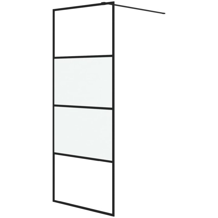 Duschvägg svart halvfrostat ESG-glas vidaXL 80 x 195 cm – bild 2