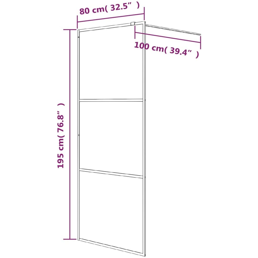 Duschvägg svart klart ESG-glas vidaXL 80 x 195 cm – bild 7