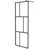 Duschvägg till duschkabin härdat glas svart vidaXL 80 x 195 cm – miniatyr 2
