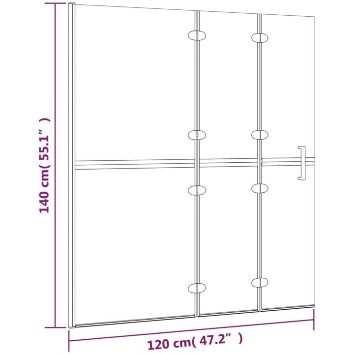 Duschvägg vikbar ESG vit vidaXL 120 x 140 cm – bild 7