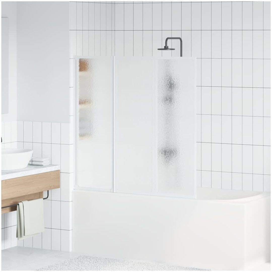 Duschvägg vikbar Vit 3-paneler vidaXL 117 x 120 cm – bild 3