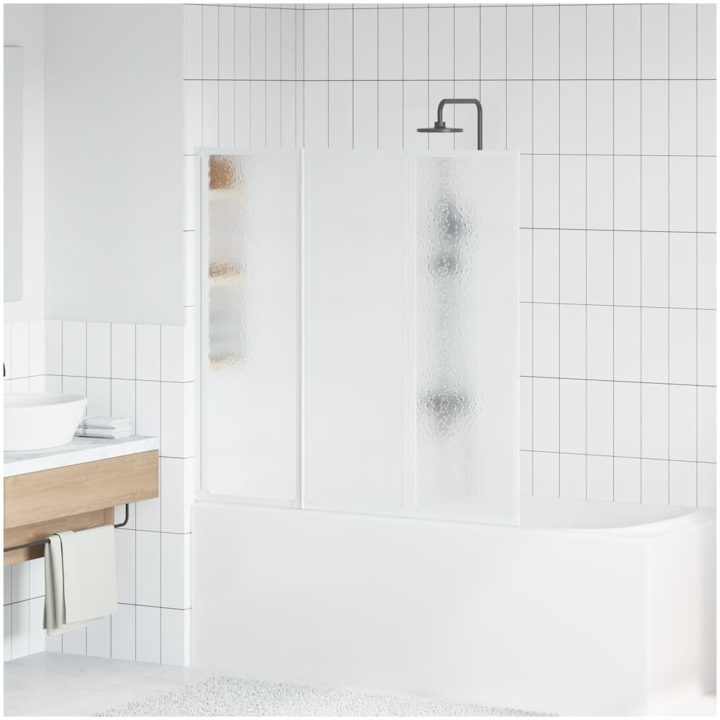 Duschvägg vikbar Vit 3-paneler vidaXL 117 x 120 cm – bild 3