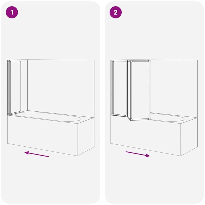 Duschvägg vikbar Vit 3-paneler vidaXL 117 x 120 cm – bild 8
