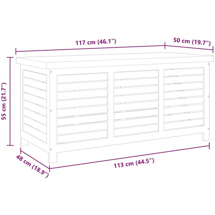 Dynbox 117x50x55 cm massivt eukalyptusträ vidaXL 117 x 55 x 50 cm – bild 9