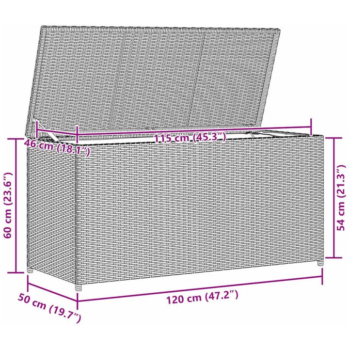 Dynbox 120x50x60 cm konstrotting brun vidaXL – bild 12