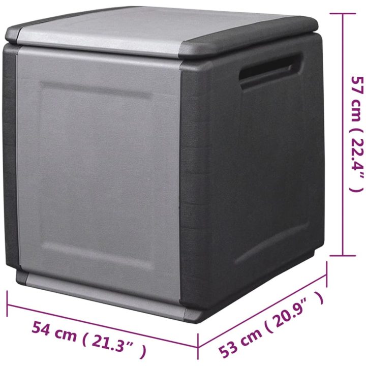 Dynbox 130 L mörkgrå och svart vidaXL 54 x 53 x 57 cm – bild 7