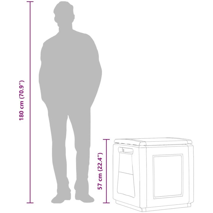 Dynbox 130 L mörkgrå och svart vidaXL 54 x 53 x 57 cm – bild 8