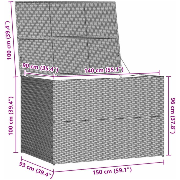 Dynbox 150x100x100 konstrotting svart vidaXL – bild 12