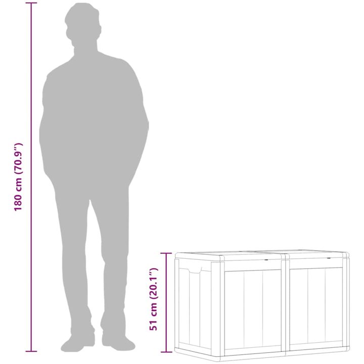 Dynbox 180 liter brun PP-träliknande vidaXL – bild 12