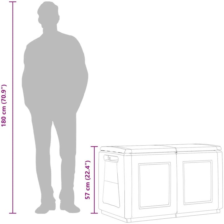 Dynbox 230 L mörkgrå och svart vidaXL 96 x 53 x 57 cm – bild 11