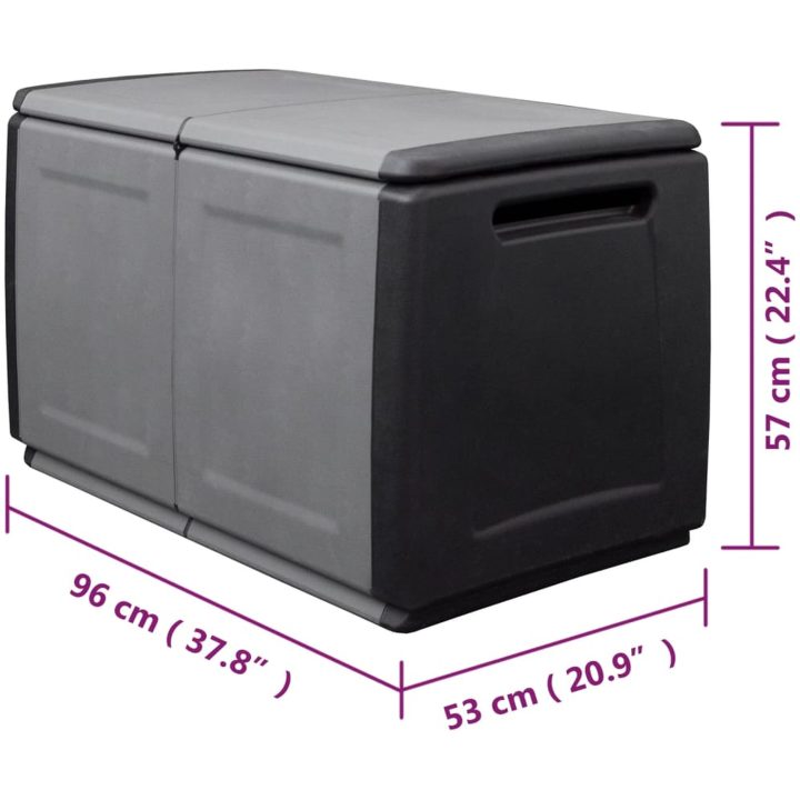 Dynbox 230 L mörkgrå och svart vidaXL 96 x 53 x 57 cm – bild 9