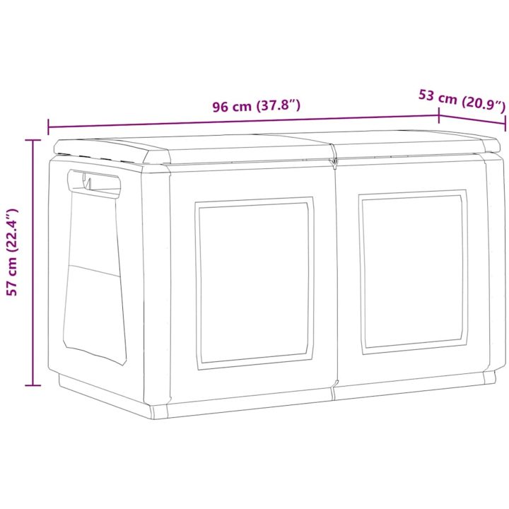 Dynbox 230 L mörkgrå och svart vidaXL 96 x 53 x 57 cm – bild 10