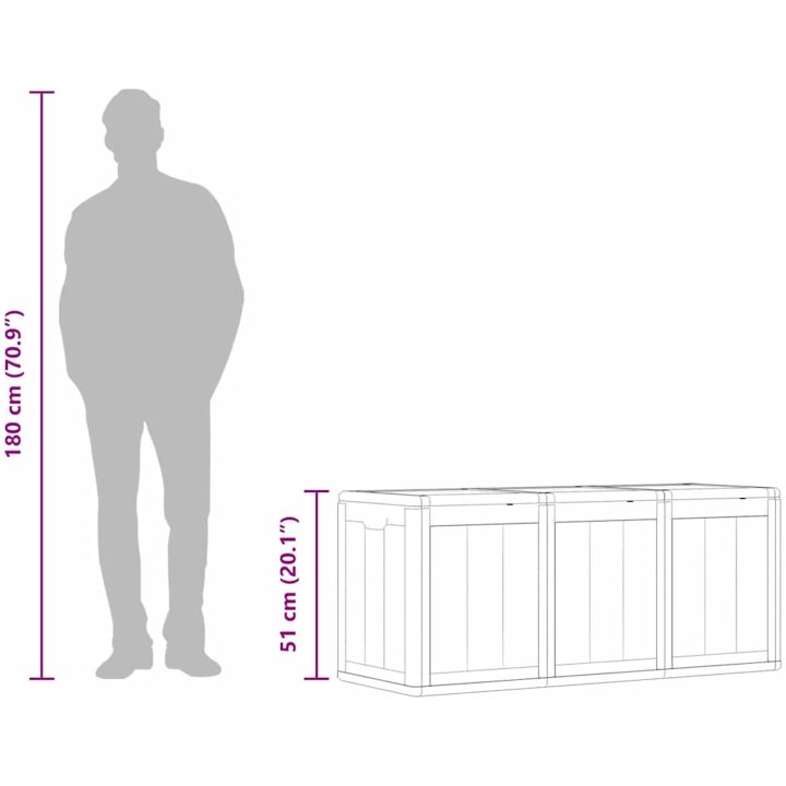 Dynbox 270 liter grå PP-träliknande vidaXL – bild 10