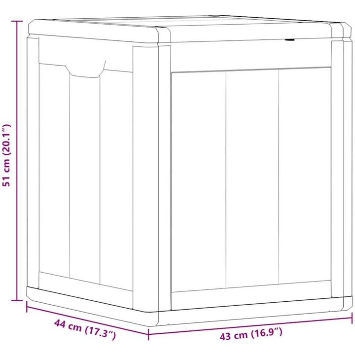 Dynbox 90 liter grå PP-träliknande vidaXL – bild 9