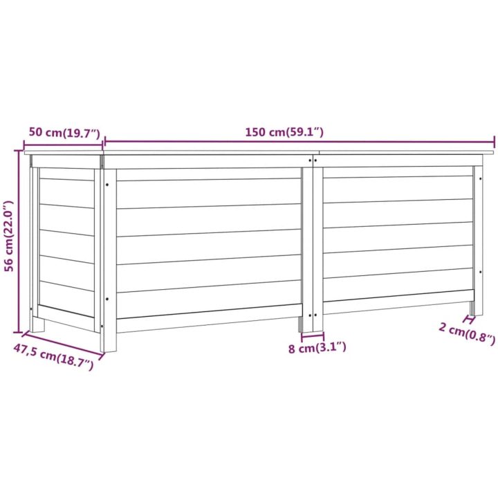 Dynbox för trädgården antracit 50x50x56 cm massivt granträ vidaXL 150 x 50 x 56 cm – bild 7