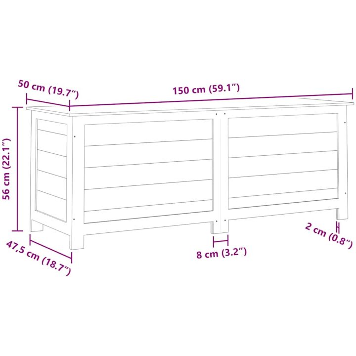 Dynbox för trädgården antracit 50x50x56 cm massivt granträ vidaXL 150 x 50 x 56 cm – bild 8