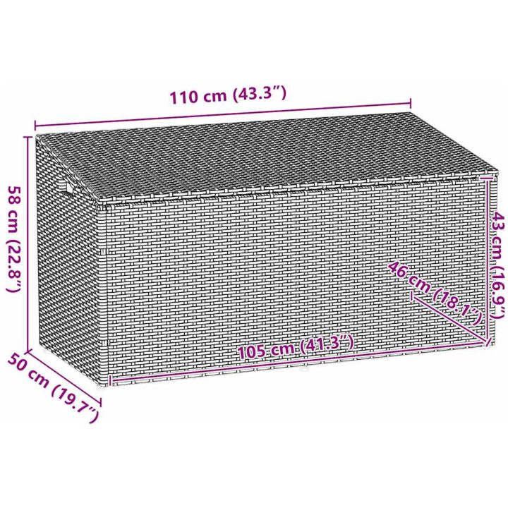 Dynbox grå konstrotting vidaXL 110 x 50 x 58 cm – bild 11