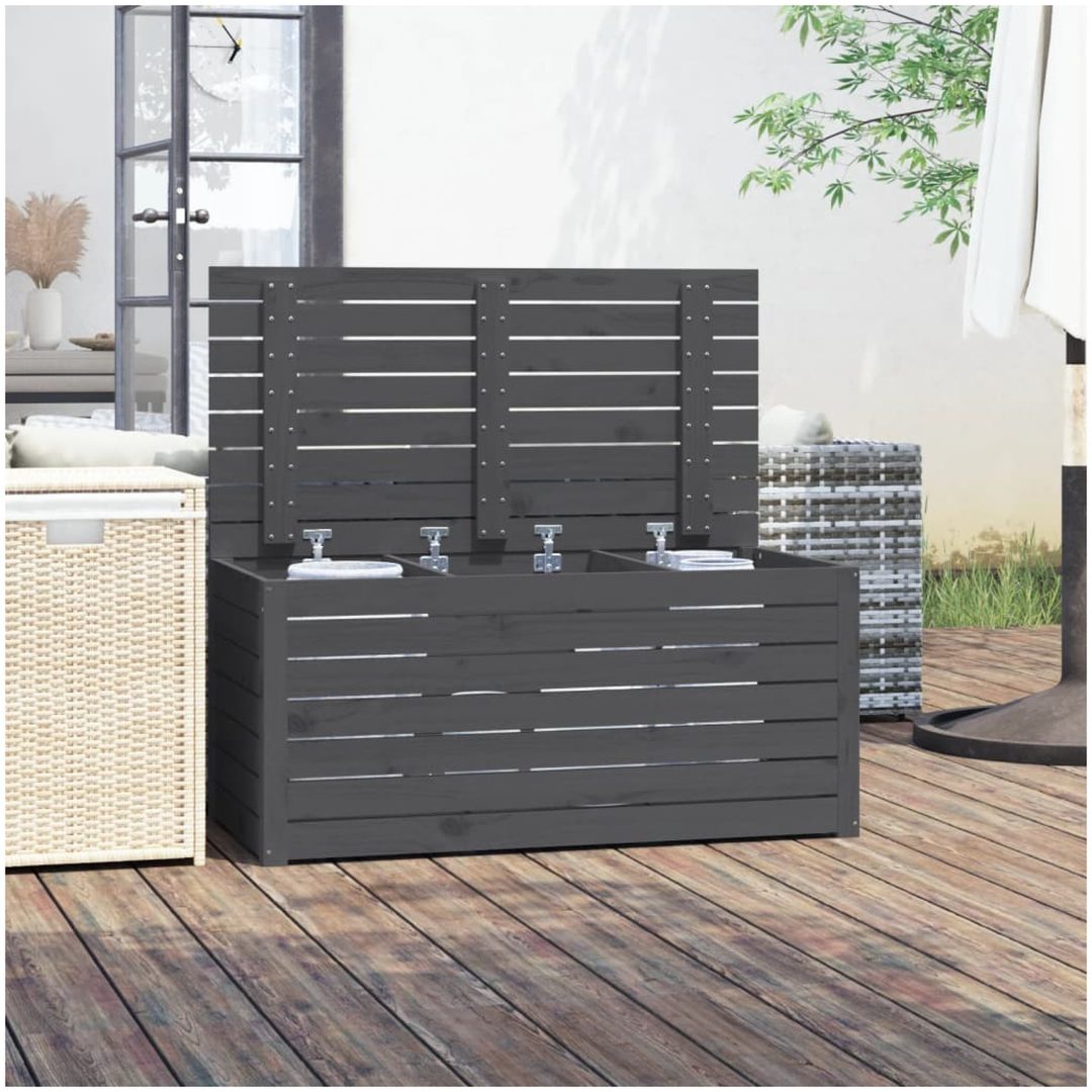 Dynbox grå massiv furu vidaXL 101 x 50.5 x 46.5 cm – bild 3