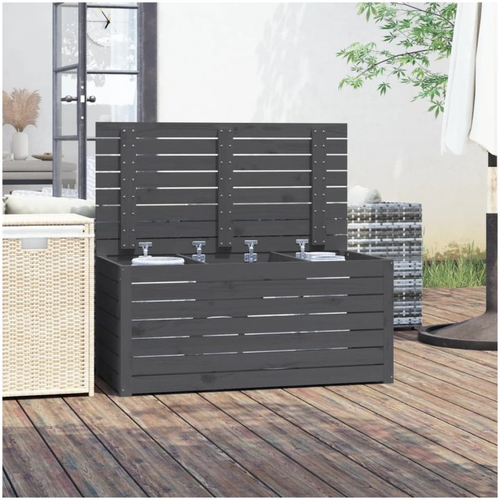 Dynbox grå massiv furu vidaXL 101 x 50.5 x 46.5 cm – bild 3