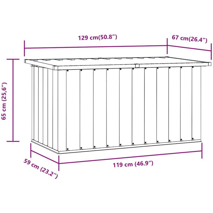 Dynbox grå vidaXL 129 x 67 x 65 cm – bild 11