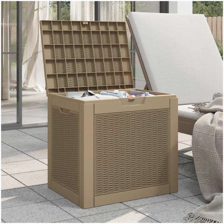 Dynbox ljusbrun 55,5x43x53 cm polypropen vidaXL – bild 3