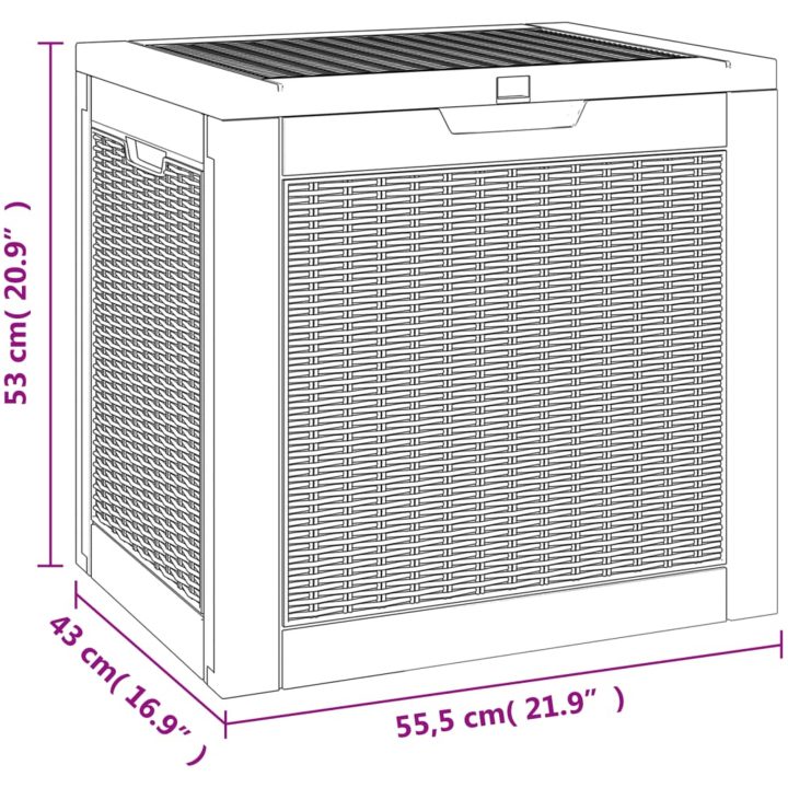 Dynbox ljusbrun 55,5x43x53 cm polypropen vidaXL – bild 8