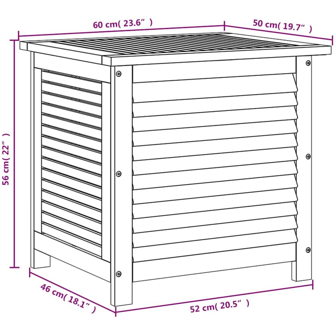 Dynbox massivt akaciaträ vidaXL 60 x 50 x 56 cm – bild 12