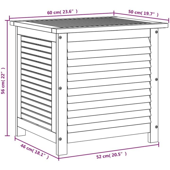 Dynbox massivt akaciaträ vidaXL 60 x 50 x 56 cm – bild 12
